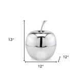 13" Silver Buffed Aluminum Decorative Apple Tabletop Sculpture - Homeroots