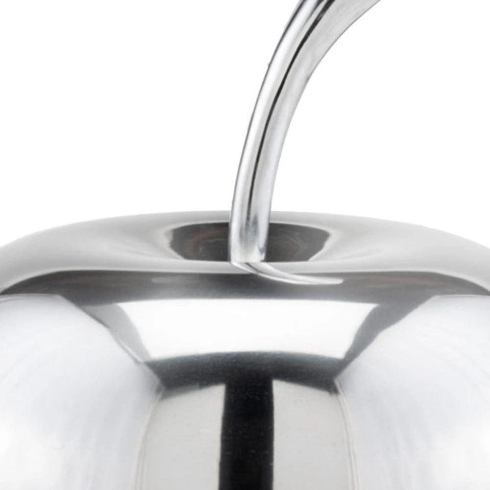 13" Silver Buffed Aluminum Decorative Apple Tabletop Sculpture - Homeroots