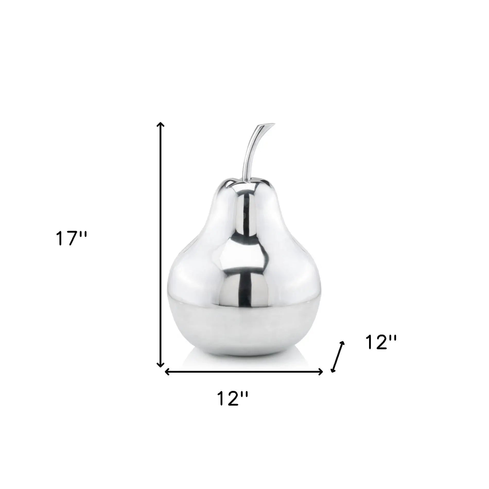 17" Silver Buffed Aluminum Decorative Pear Tabletop Sculpture - Homeroots - Flyclothing LLC