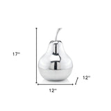 17" Silver Buffed Aluminum Decorative Pear Tabletop Sculpture - Homeroots
