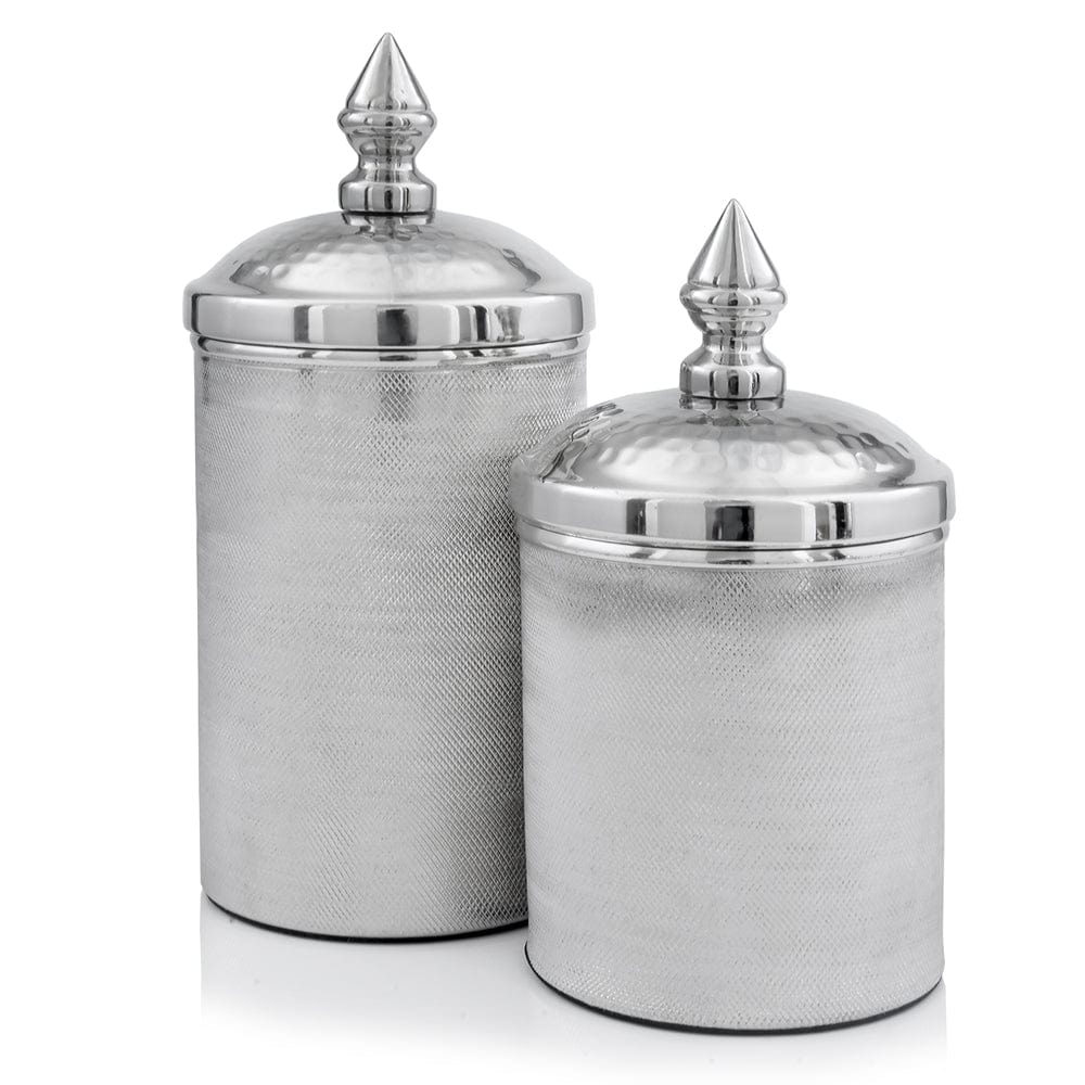 11" Silver Tweed Aluminum Decorative Canister - Homeroots - Flyclothing LLC