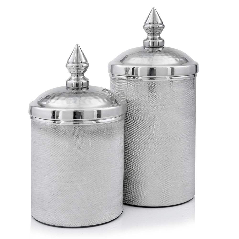 11" Silver Tweed Aluminum Decorative Canister - Homeroots - Flyclothing LLC