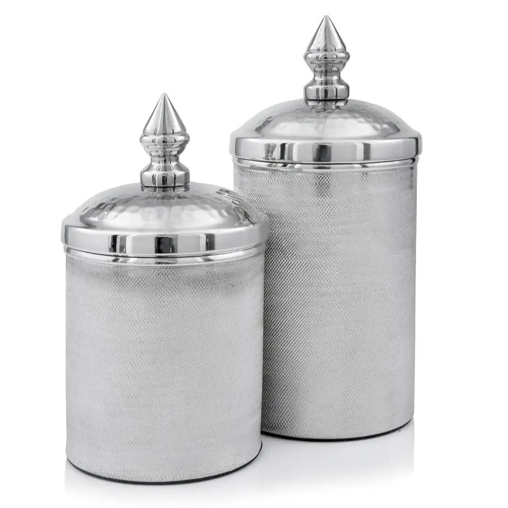 11" Silver Tweed Aluminum Decorative Canister - Homeroots