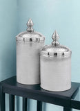 11" Silver Tweed Aluminum Decorative Canister - Homeroots