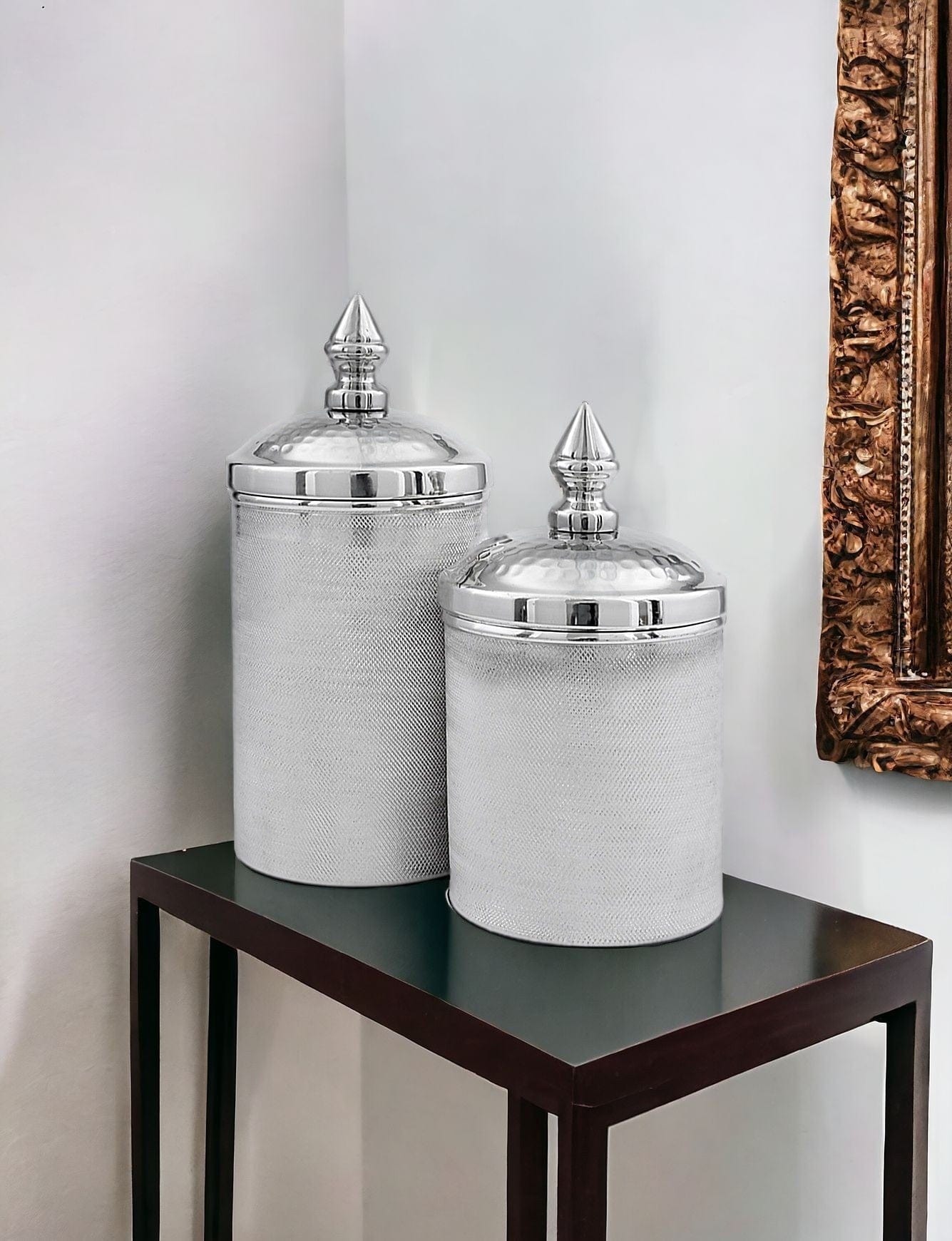 11" Silver Tweed Aluminum Decorative Canister - Homeroots - Flyclothing LLC