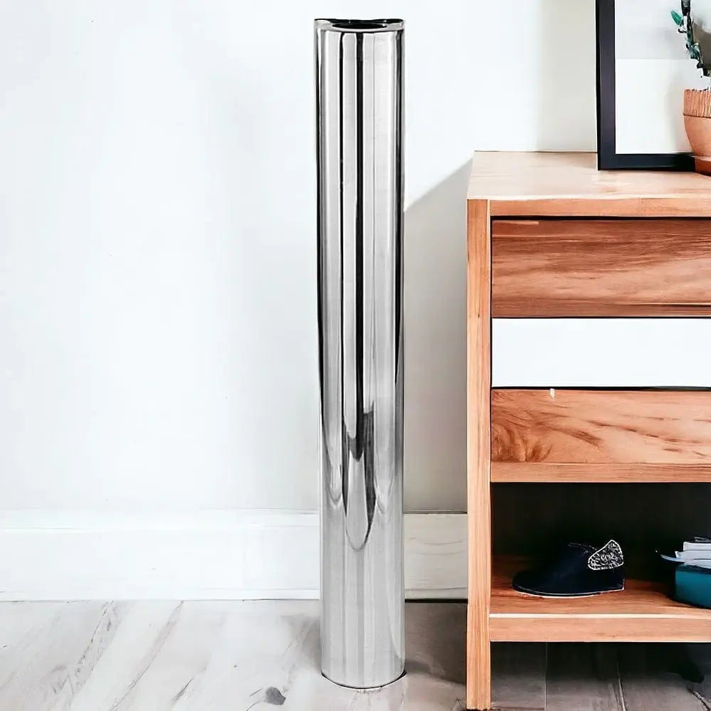 48" Silver Aluminum Cylinder Table Vase - Homeroots - Flyclothing LLC