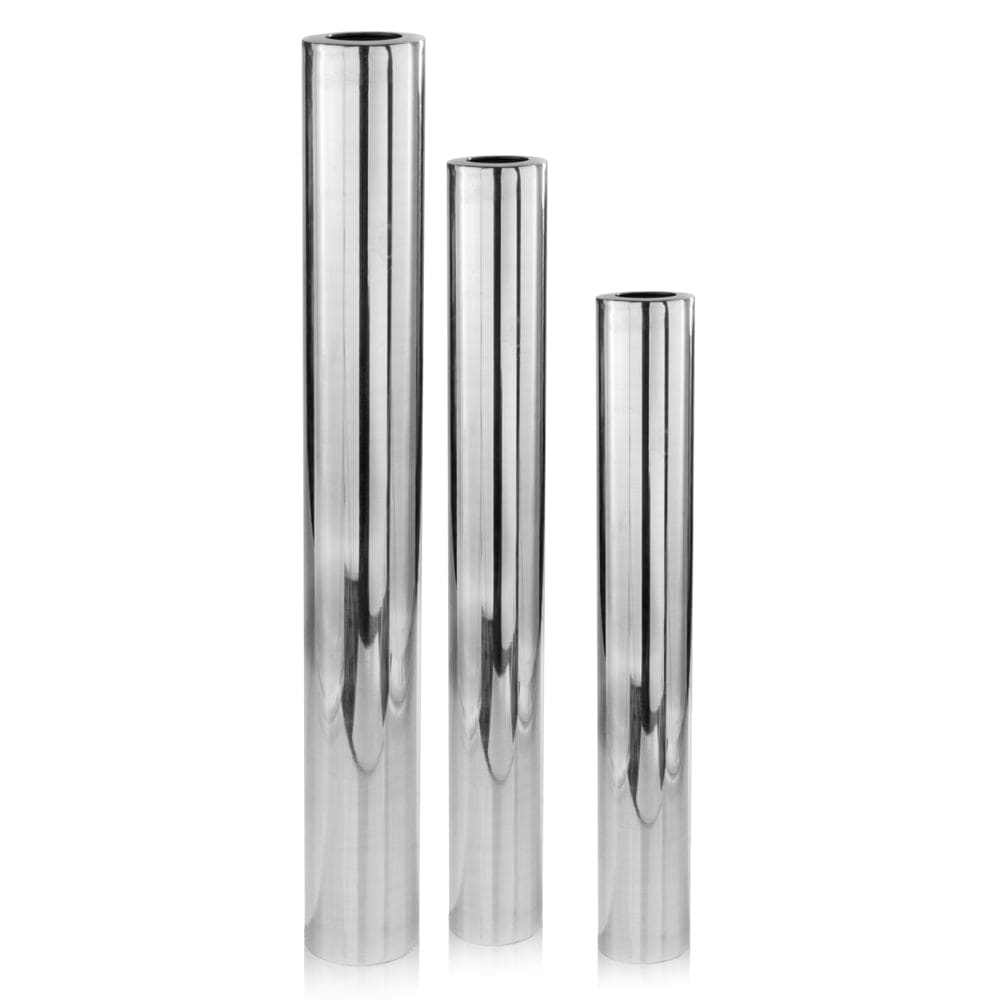 40" Silver Aluminum Cylinder Table Vase - Homeroots