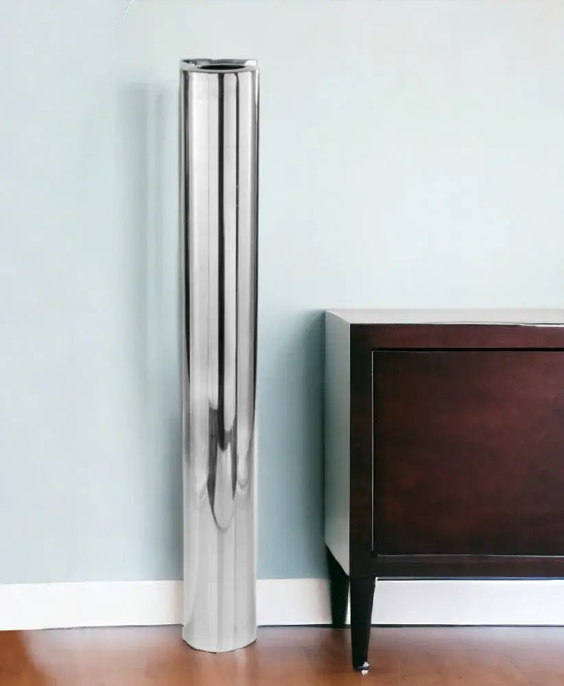 40" Silver Aluminum Cylinder Table Vase - Homeroots - Flyclothing LLC