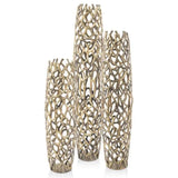 32" Aluminum Gold Twigs Cylinder Floor Vase - Homeroots