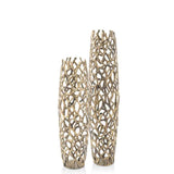 32" Aluminum Gold Twigs Cylinder Floor Vase - Homeroots