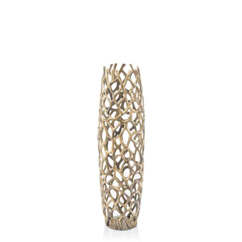 32" Aluminum Gold Twigs Cylinder Floor Vase - Homeroots - Flyclothing LLC