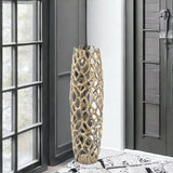 32" Aluminum Gold Twigs Cylinder Floor Vase - Homeroots