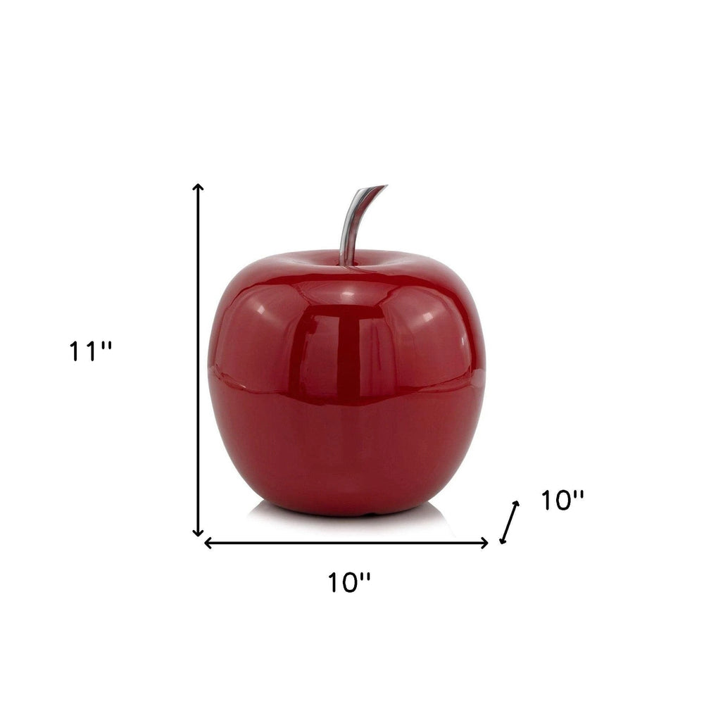 11" Red Aluminum Decorative Apple Tabletop Sculpture - Homeroots