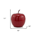 11" Red Aluminum Decorative Apple Tabletop Sculpture - Homeroots