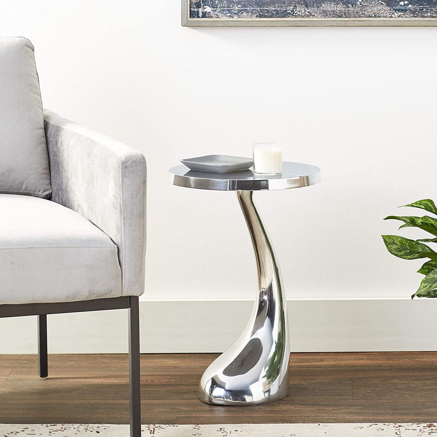21" Silver Aluminum Round End Table - Homeroots - Flyclothing LLC