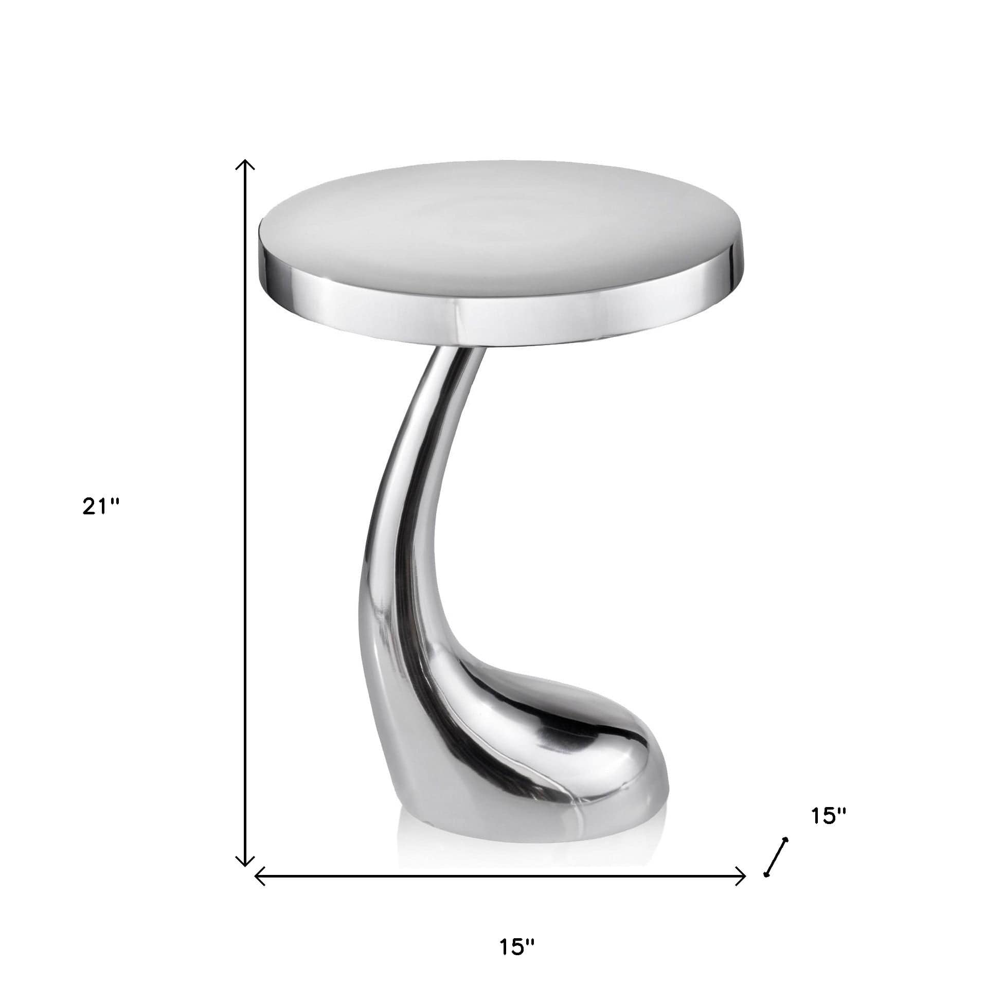 21" Silver Aluminum Round End Table - Homeroots - Flyclothing LLC