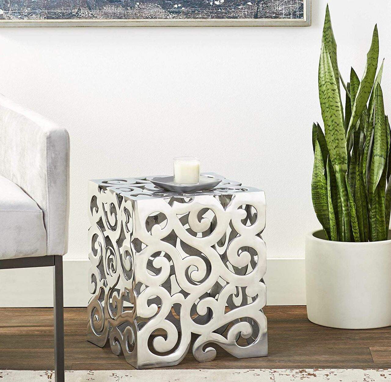 17" Silver Aluminum Square End Table - Homeroots - Flyclothing LLC