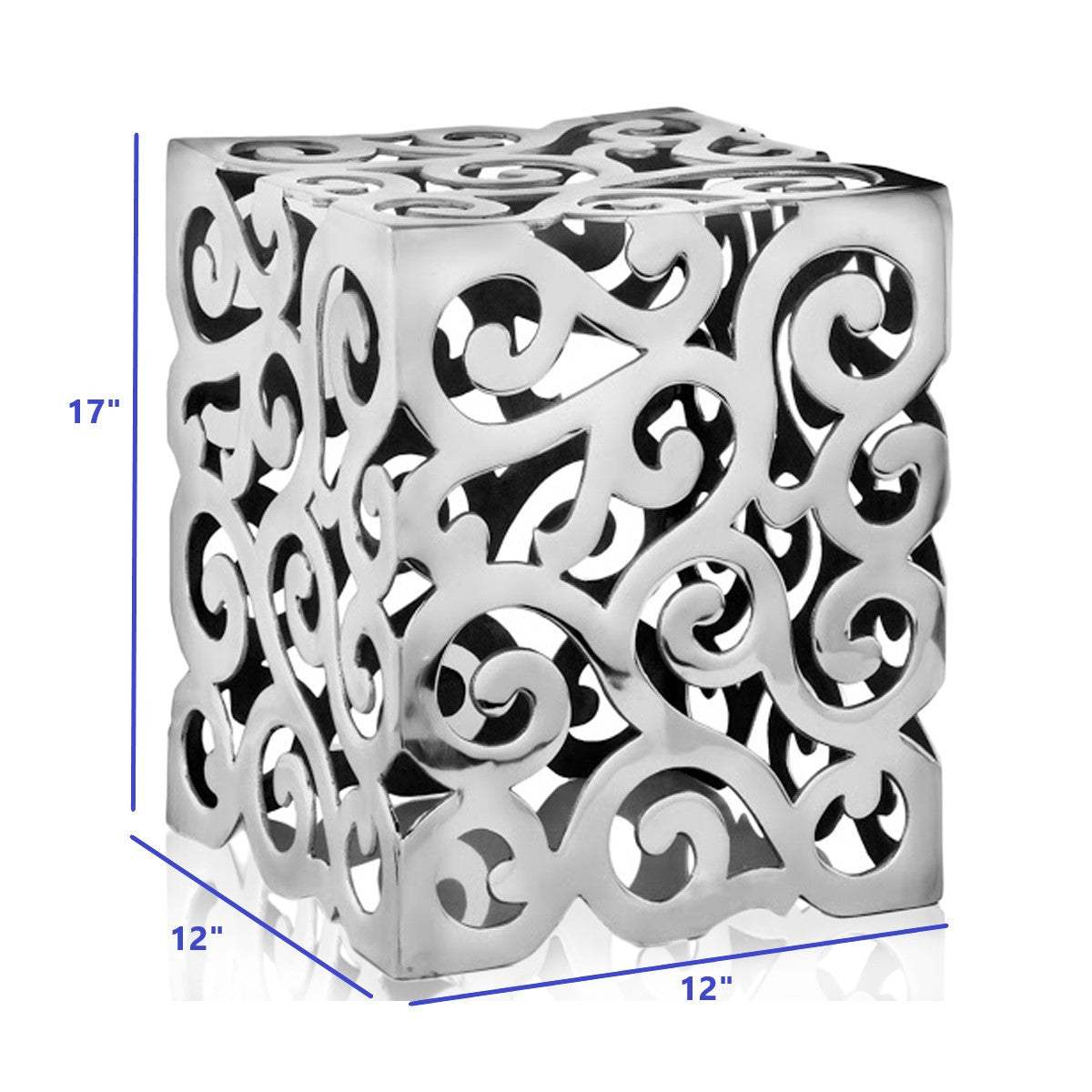 17" Silver Aluminum Square End Table - Homeroots - Flyclothing LLC