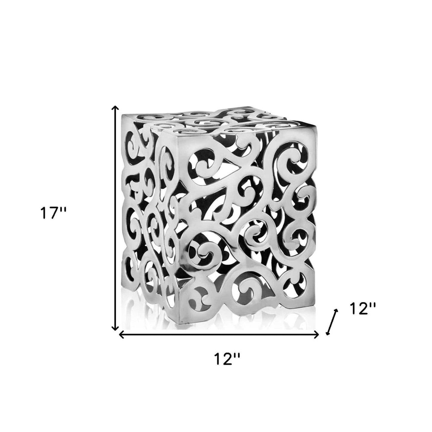 17" Silver Aluminum Square End Table - Homeroots - Flyclothing LLC