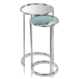 22" Silver Aluminum Round Mirrored End Table - Homeroots - Flyclothing LLC