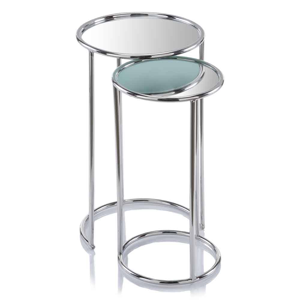 22" Silver Aluminum Round Mirrored End Table - Homeroots - Flyclothing LLC