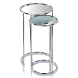 22" Silver Aluminum Round Mirrored End Table - Homeroots