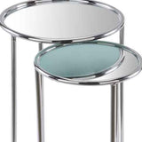 22" Silver Aluminum Round Mirrored End Table - Homeroots - Flyclothing LLC