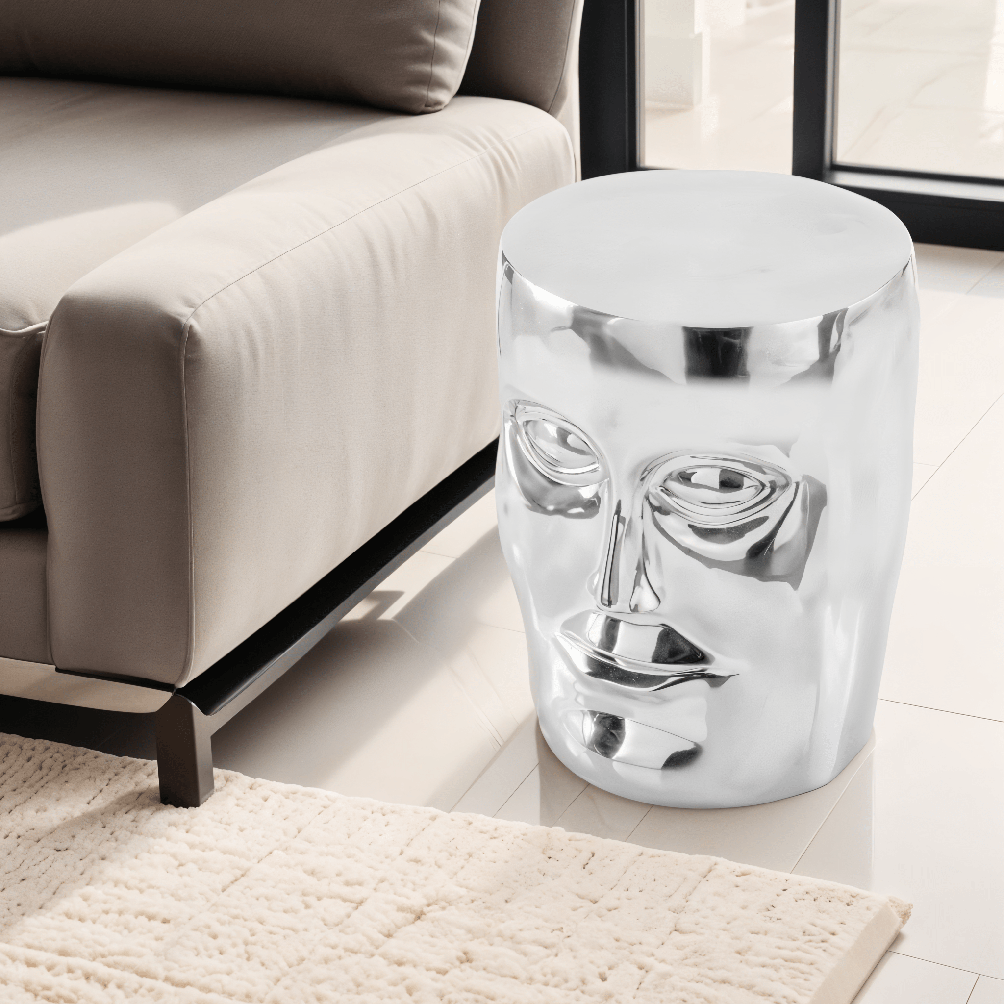 18" Silver Aluminum Faces Round End Table - Homeroots - Flyclothing LLC