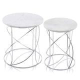 21" White Marble Round End Tables - Homeroots - Flyclothing LLC