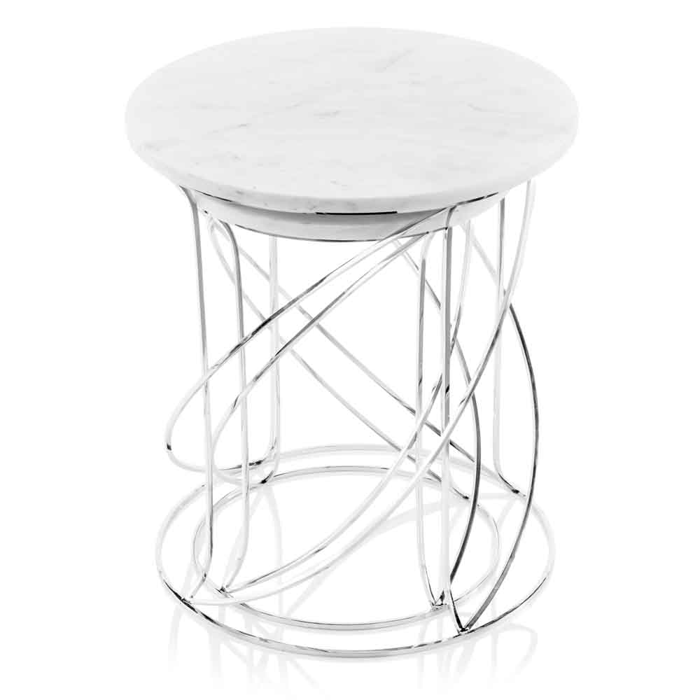 21" White Marble Round End Tables - Homeroots - Flyclothing LLC