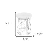 21" White Marble Round End Tables - Homeroots