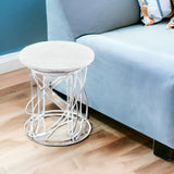 21" White Marble Round End Tables - Homeroots - Flyclothing LLC