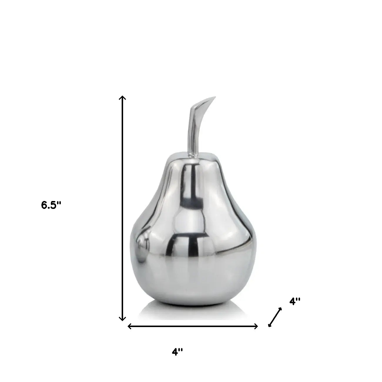 7" Silver Buffed Aluminum Decorative Pear Tabletop Sculpture - Homeroots - Flyclothing LLC