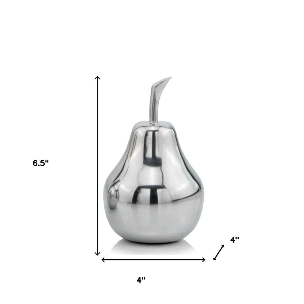 7" Silver Buffed Aluminum Decorative Pear Tabletop Sculpture - Homeroots