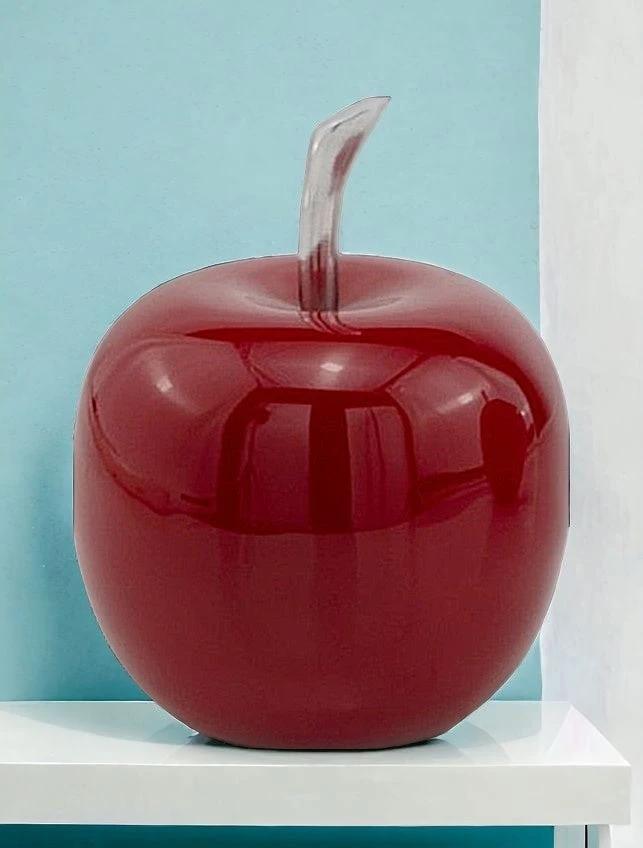 6" Red Aluminum Decorative Apple Tabletop Sculpture - Homeroots