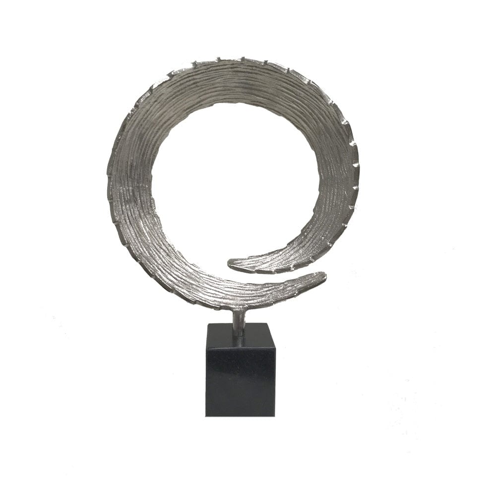 17" Black and Silver Marble and Aluminum Tabletop Sculpture - Homeroots