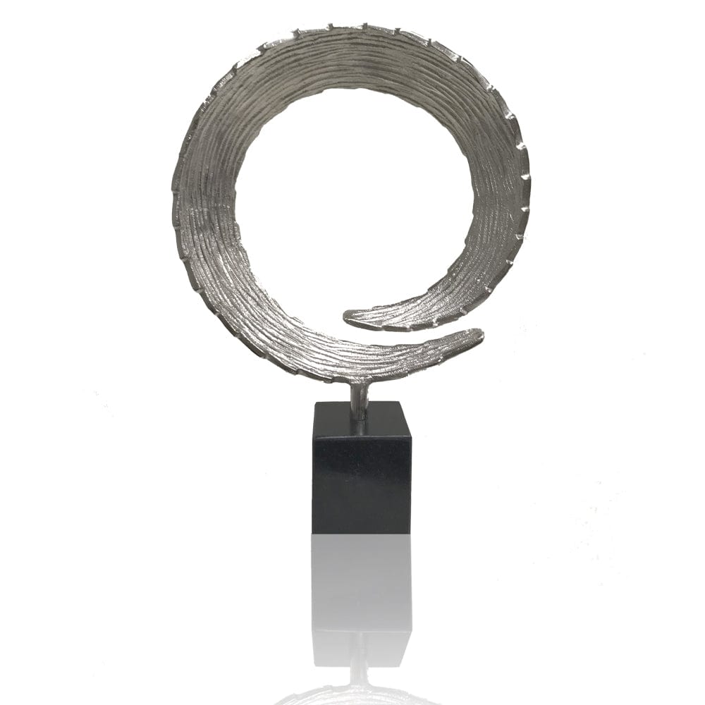 17" Black and Silver Marble and Aluminum Tabletop Sculpture - Homeroots - Flyclothing LLC