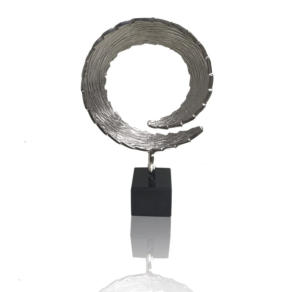 16" Black and Silver Marble and Aluminum Tabletop Sculpture - Homeroots