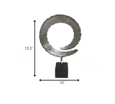 16" Black and Silver Marble and Aluminum Tabletop Sculpture - Homeroots - Flyclothing LLC