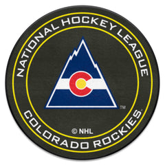NHLRETRO Colorado Rockies Hockey Puck Rug - 27in. Diameter - Colorado Rockies