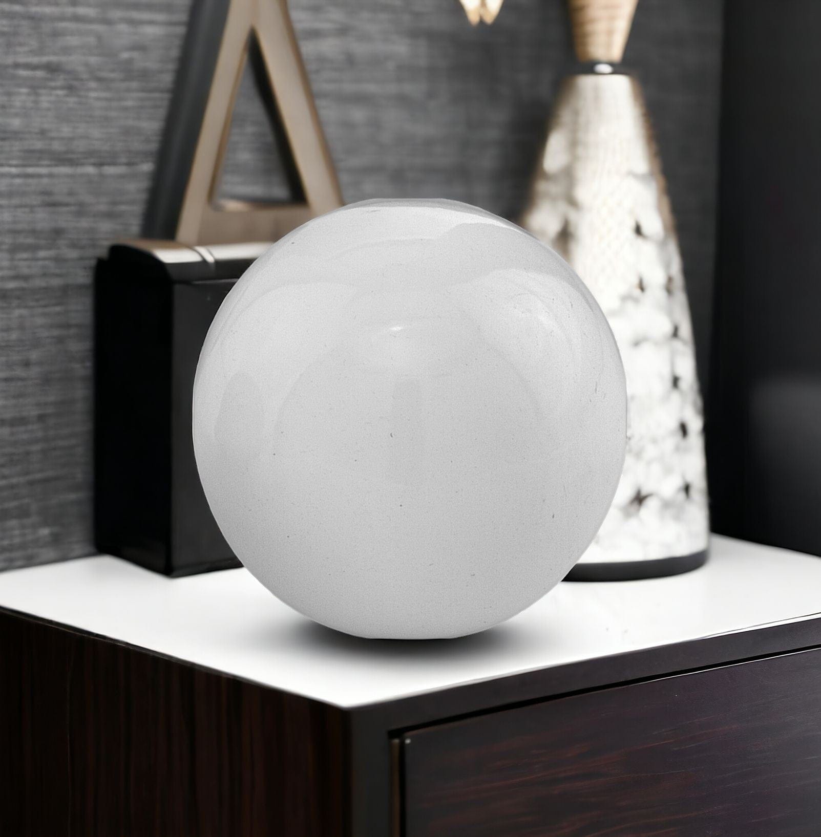 3" White Aluminum Decorative Orb Tabletop Sculpture - Homeroots - Flyclothing LLC