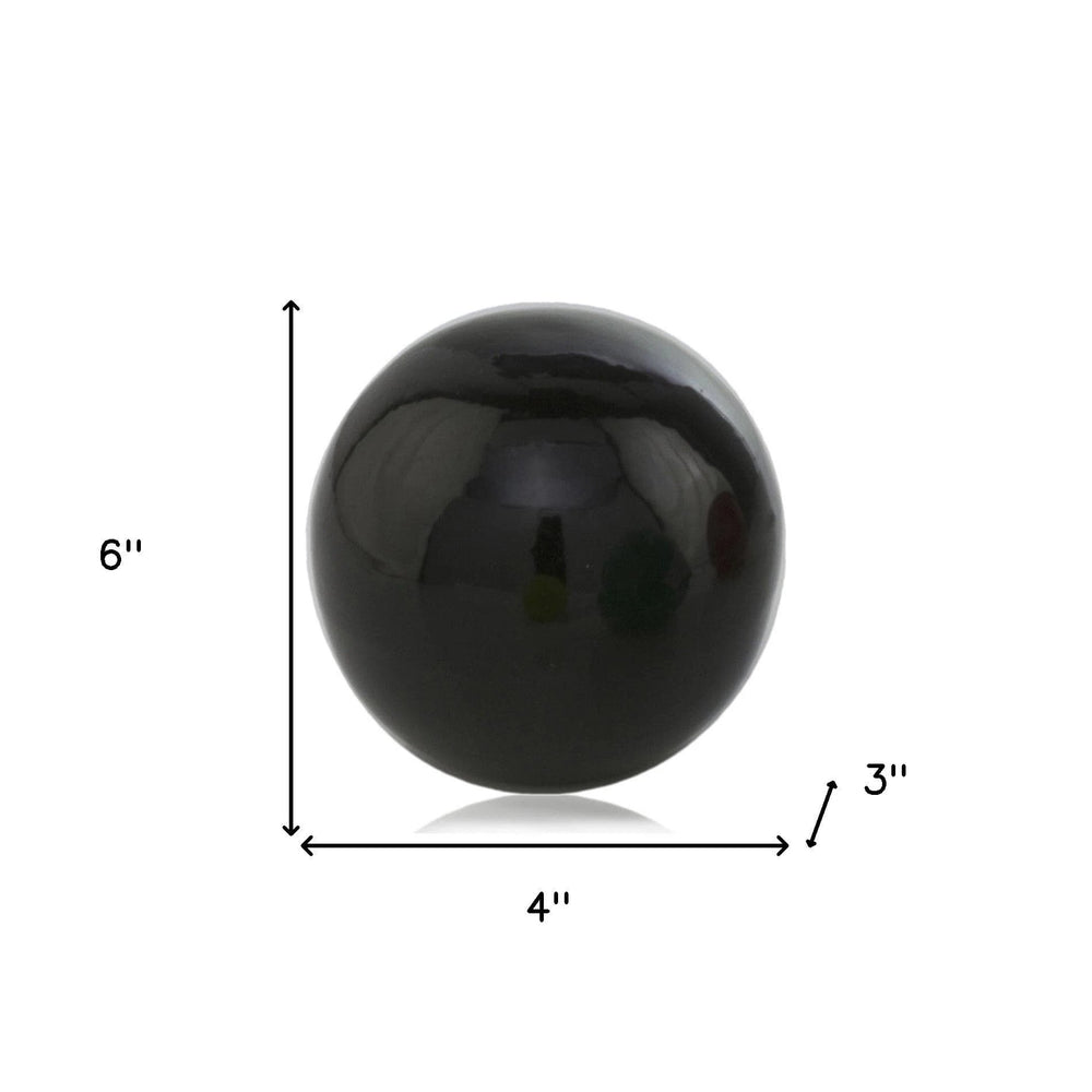 3" Black Enameled Aluminum Decorative Sphere - Homeroots