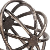 7" Bronze Cast Iron Decorative Orb Tabletop Sculpture - Homeroots