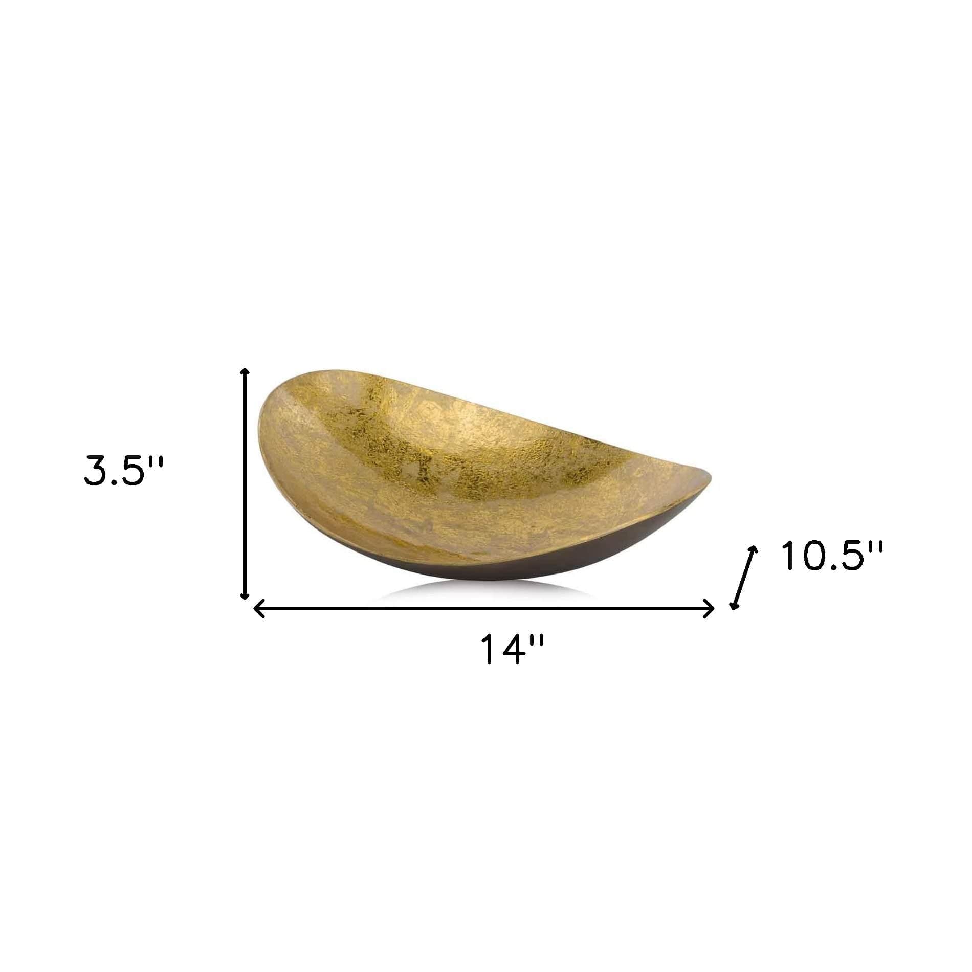 11" Gold and Bronze Aluminum Oval Centerpiece Bowl - Homeroots - Flyclothing LLC