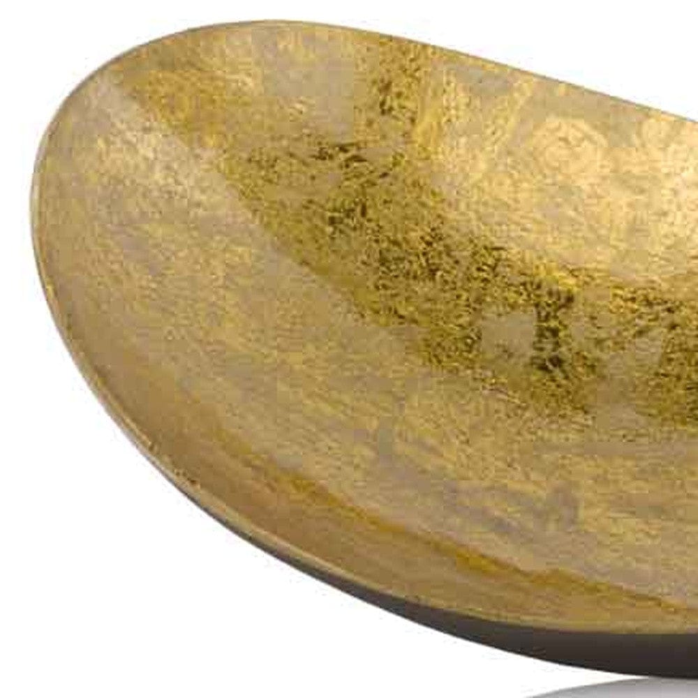 11" Gold and Bronze Aluminum Oval Centerpiece Bowl - Homeroots