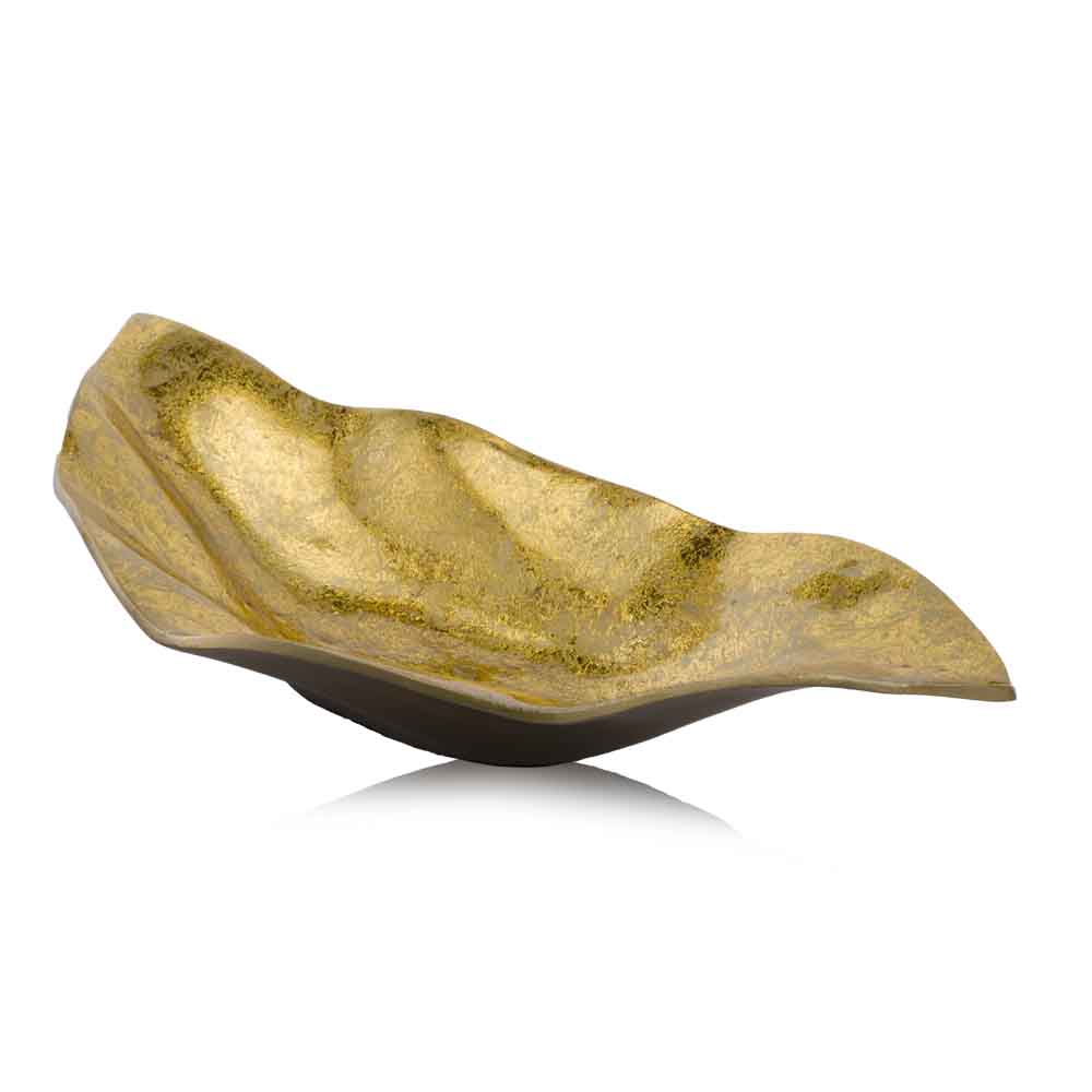 18" Gold Modern Wavy Aluminum Centerpiece Bowl - Homeroots - Flyclothing LLC