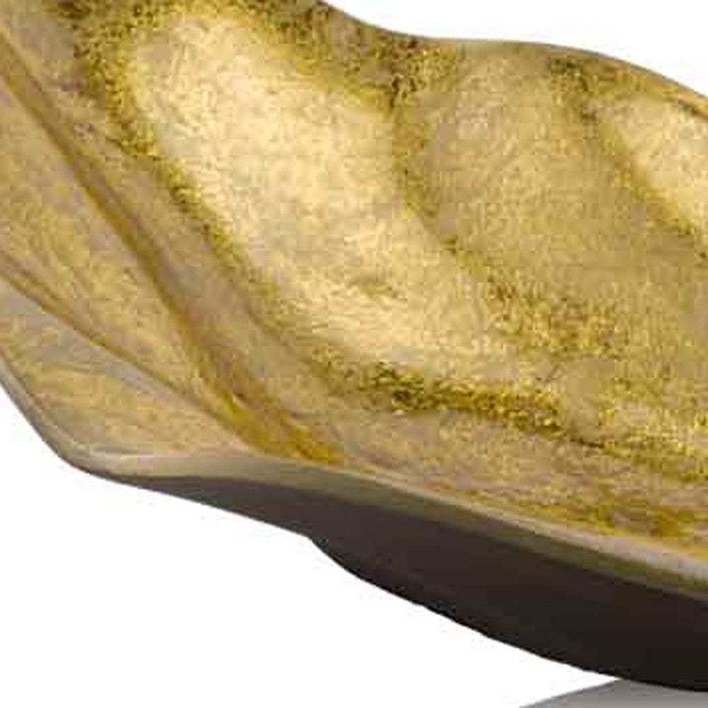 18" Gold Modern Wavy Aluminum Centerpiece Bowl - Homeroots - Flyclothing LLC
