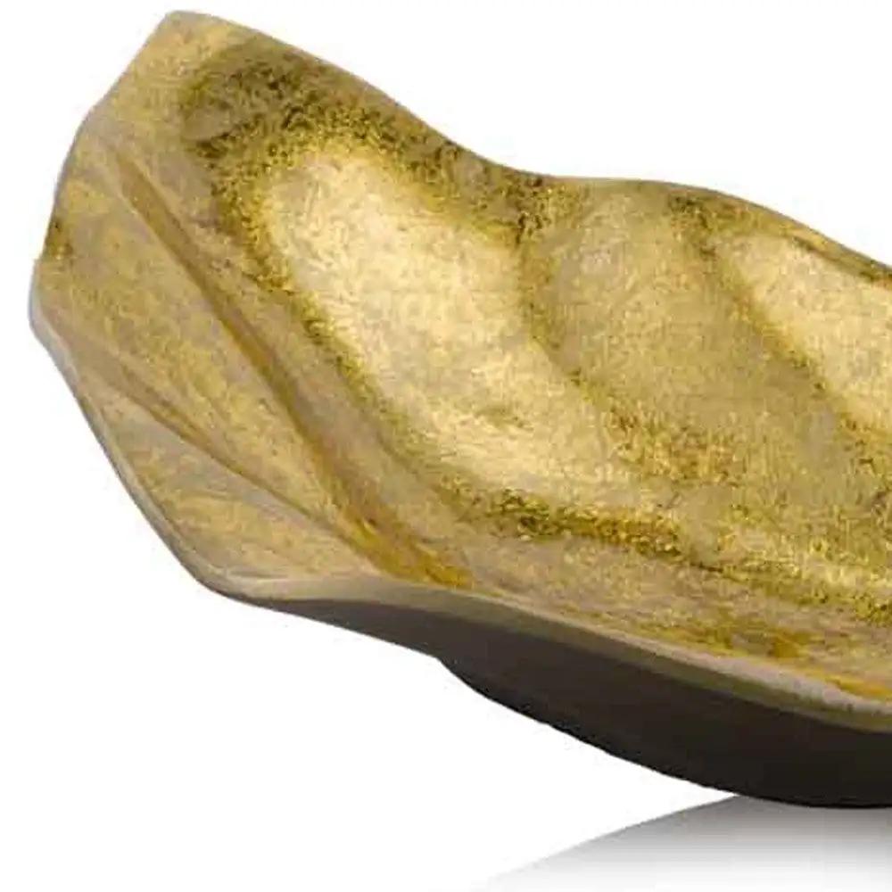 18" Gold Modern Wavy Aluminum Centerpiece Bowl - Homeroots