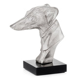 4" X 7.5" X 8.5" Silver And Black Bust On Bone Base Hound - Homeroots