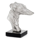 4" X 7.5" X 8.5" Silver And Black Bust On Bone Base Hound - Homeroots